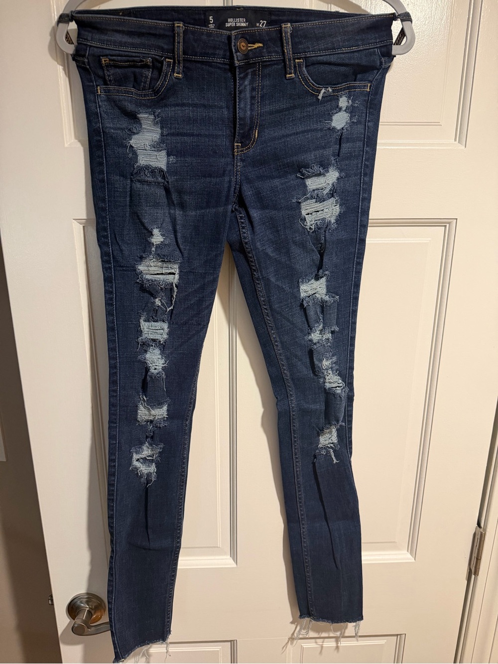 Hollister Dark Indigo Distressed Skinny Jeans